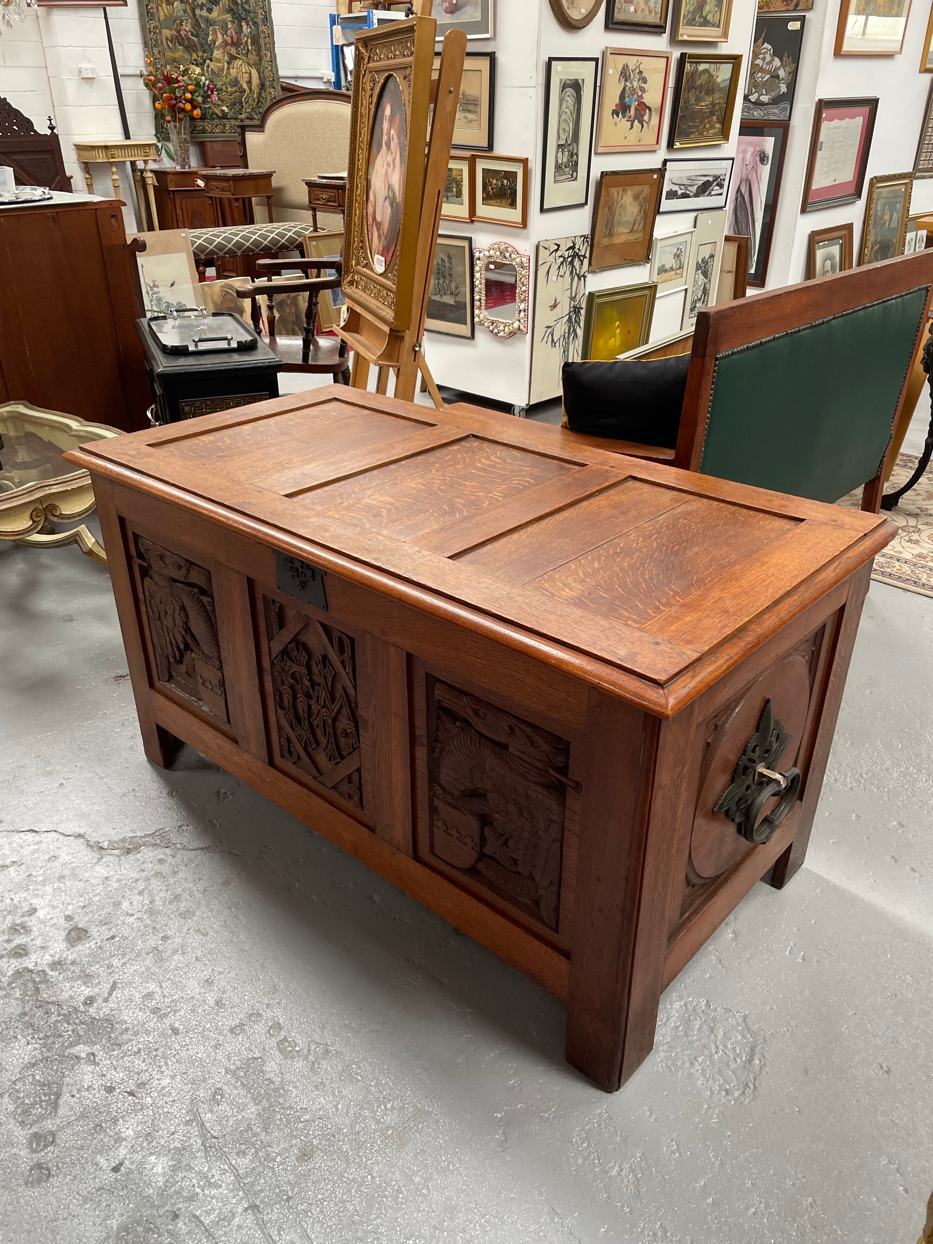 Fabulous Arts and Crafts Oak Chest | Antique & Vintage | Moonee Ponds Antiques | Australia Wide Delivery