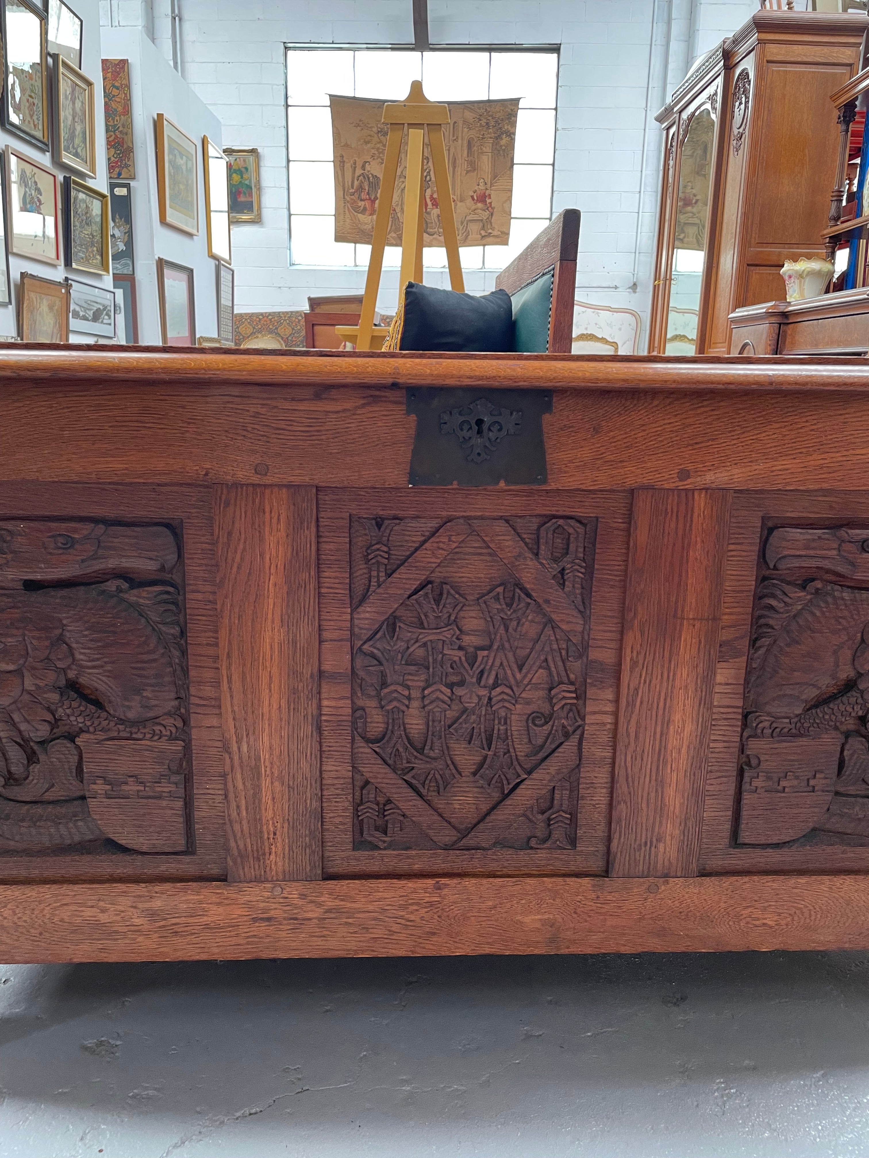 Fabulous Arts and Crafts Oak Chest | Antique & Vintage | Moonee Ponds Antiques | Australia Wide Delivery