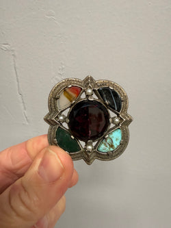 Vintage Pewter & Multistone Scottish Brooch | Antique & Vintage | Moonee Ponds Antiques | Australia Wide Delivery