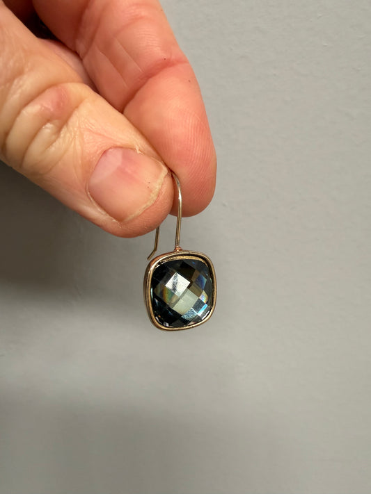 Pair Of Vintage Smoky Quartz & Silver Toned Metal Earrings
