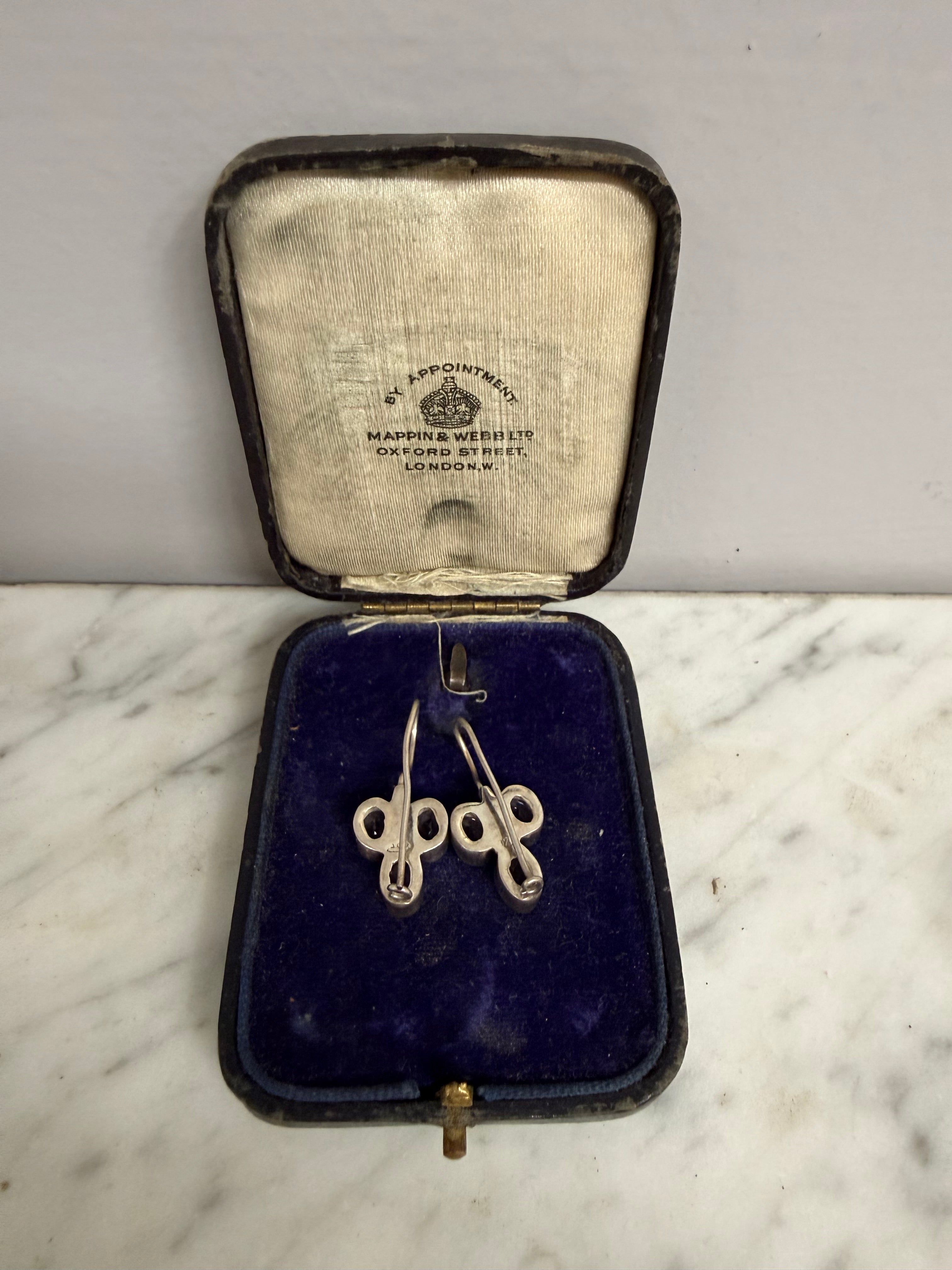 Pair Vintage Silver & Amethyst earrings