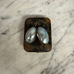 Stunning Pair of Silver & Mabe Pearls Oval Earrings