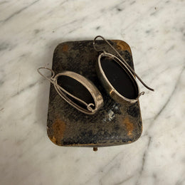 Stunning Pair of Silver & Mabe Pearls Oval Earrings