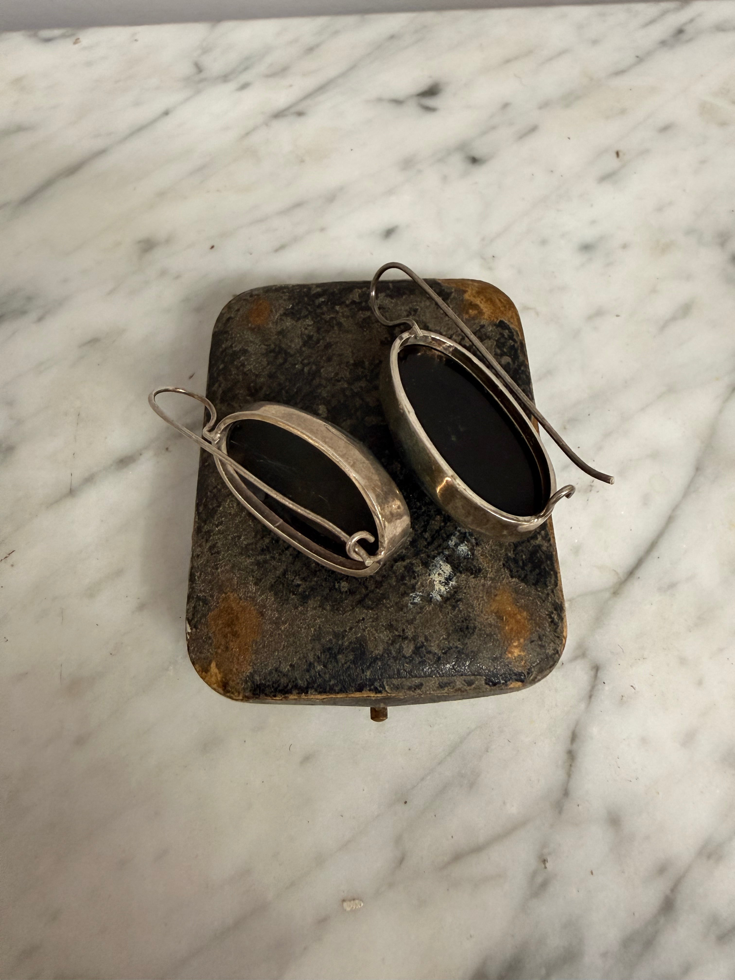 Stunning Pair of Silver & Mabe Pearls Oval Earrings | Antique & Vintage | Moonee Ponds Antiques | Australia Wide