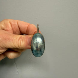 Stunning Pair of Silver & Mabe Pearls Oval Earrings