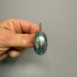 Stunning Pair of Silver & Mabe Pearls Oval Earrings
