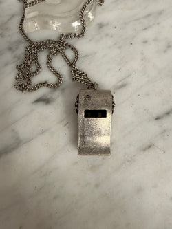 Vintage Silver Toned Metal Whistle Pendant & Chain | Antique & Vintage | Moonee Ponds Antiques | Australia Wide Delivery