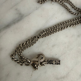 Vintage Silver Toned Metal Whistle Pendant & Chain
