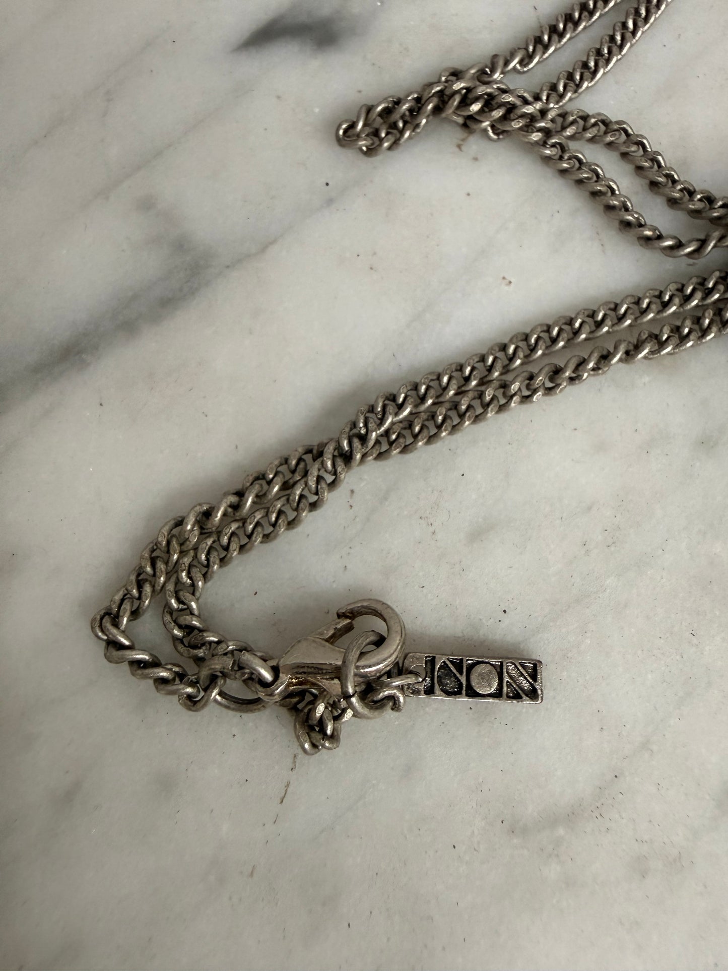 Vintage Silver Toned Metal Whistle Pendant & Chain