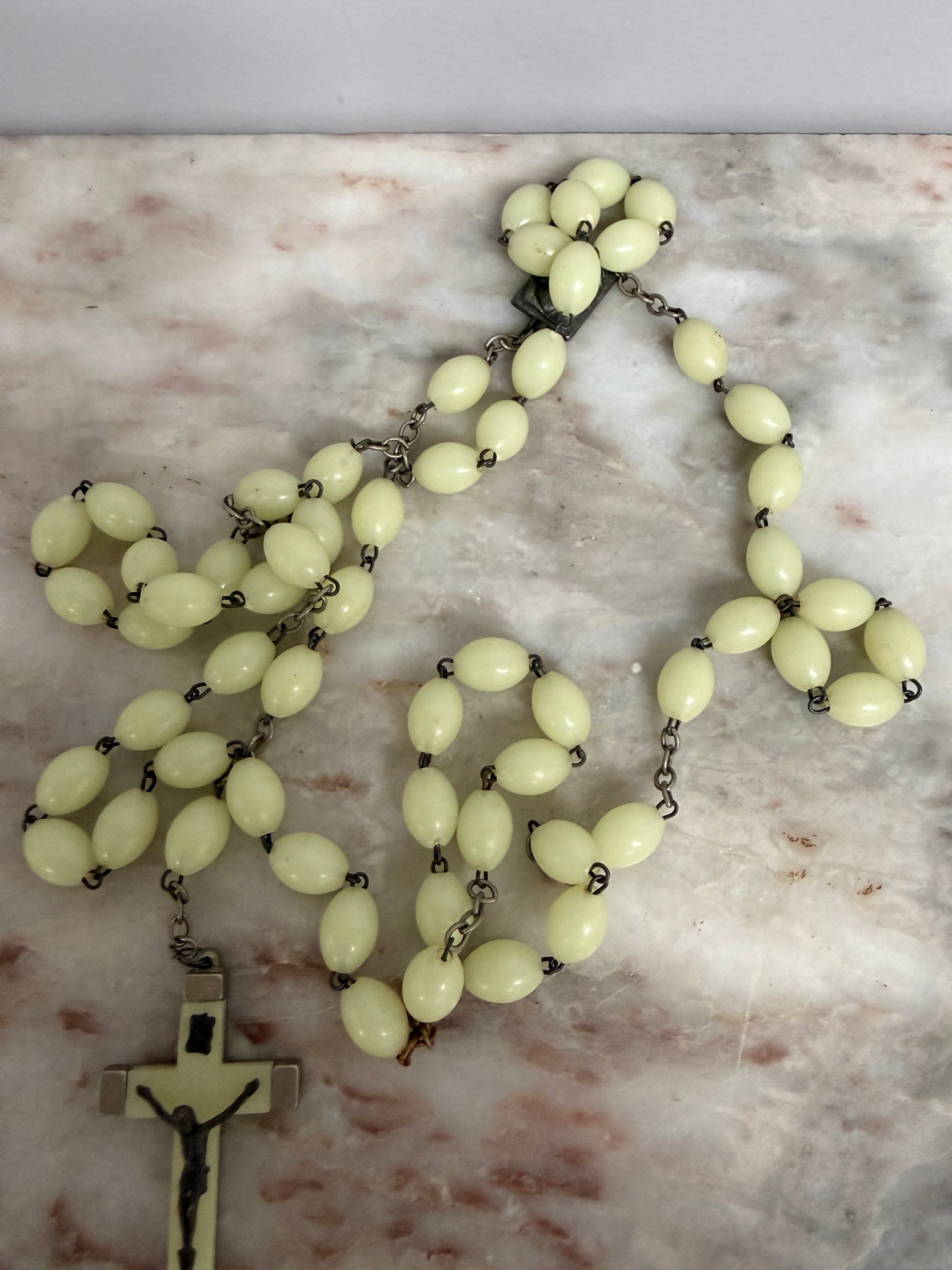 Italian Vintage Glow In The Dark Rosary Beads