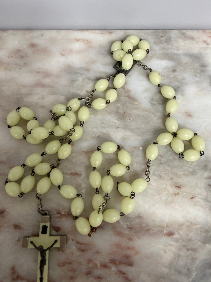 Italian Vintage Glow In The Dark Rosary Beads