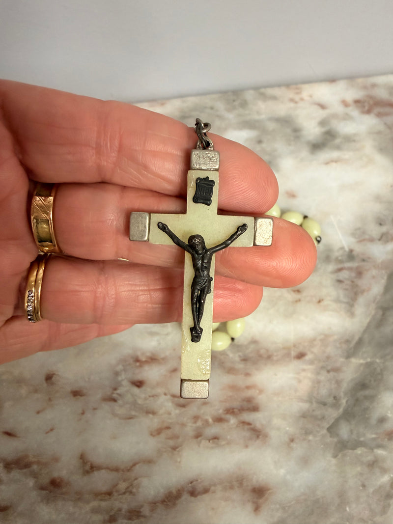 Italian Vintage Glow In The Dark Rosary Beads