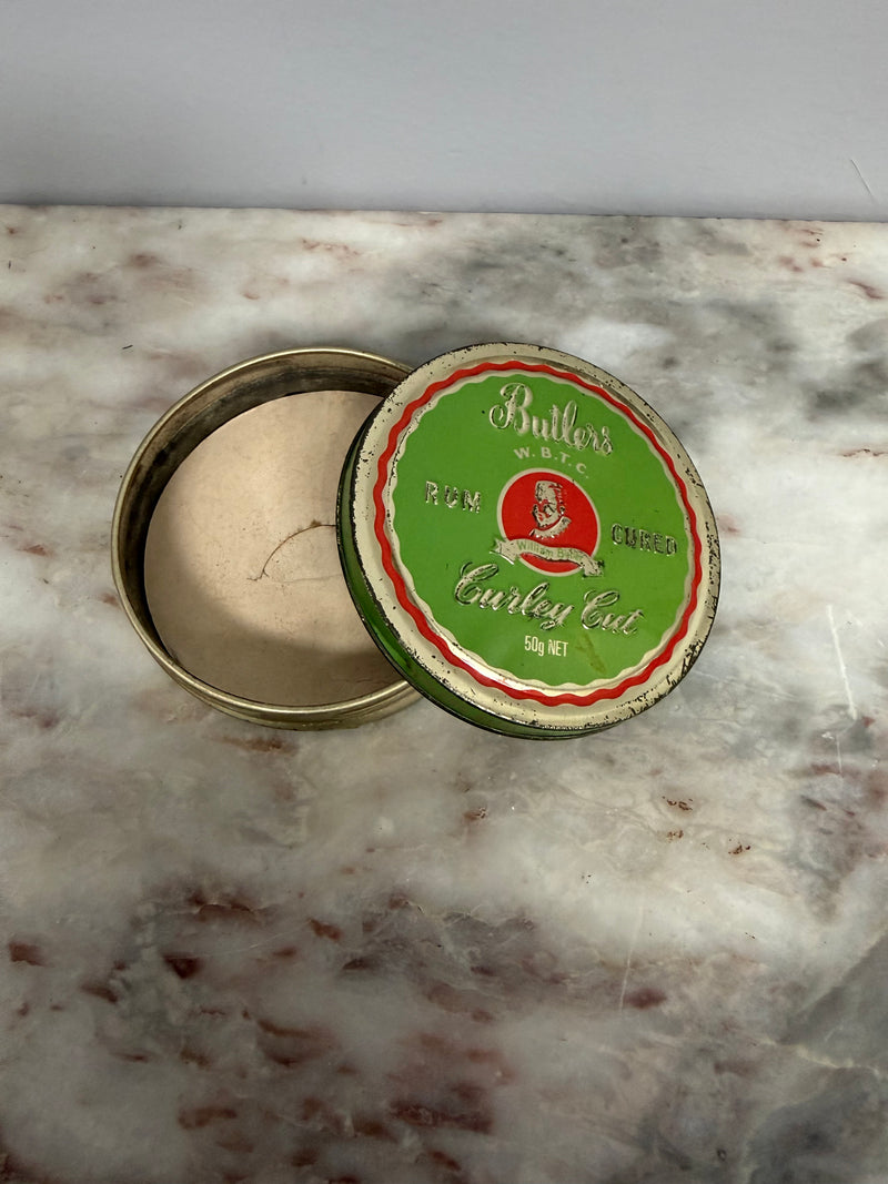 Rare Butlers Australian Made Rum Cured Curley Cut Toobacco Tin