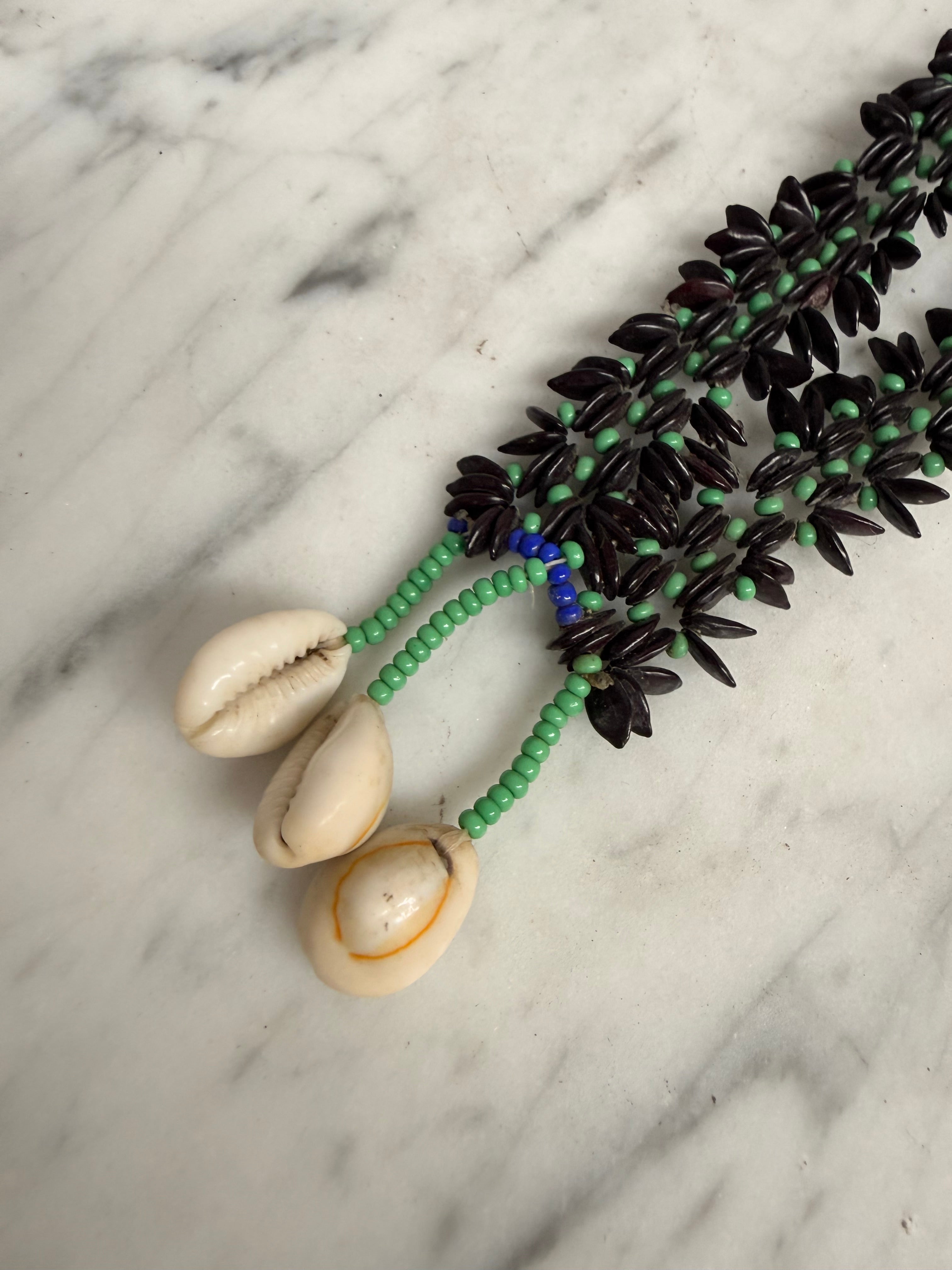 Vintage Hawaiian Apple Seed, Green Bead & Cowrie Shell Necklace | Antique & Vintage | Moonee Ponds Antiques | Australia Wide