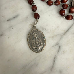 Vintage Red Tiger Eye 7 Sorrows Of Mary Rosary Beads