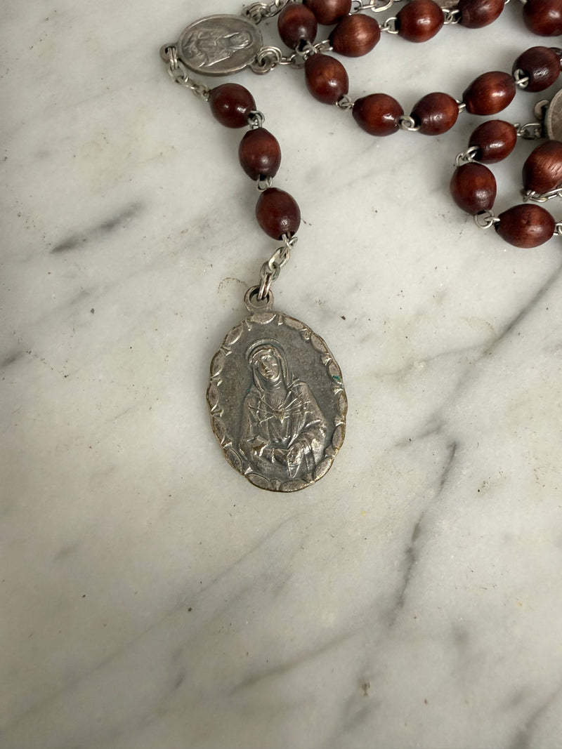 Vintage Red Tiger Eye 7 Sorrows Of Mary Rosary Beads