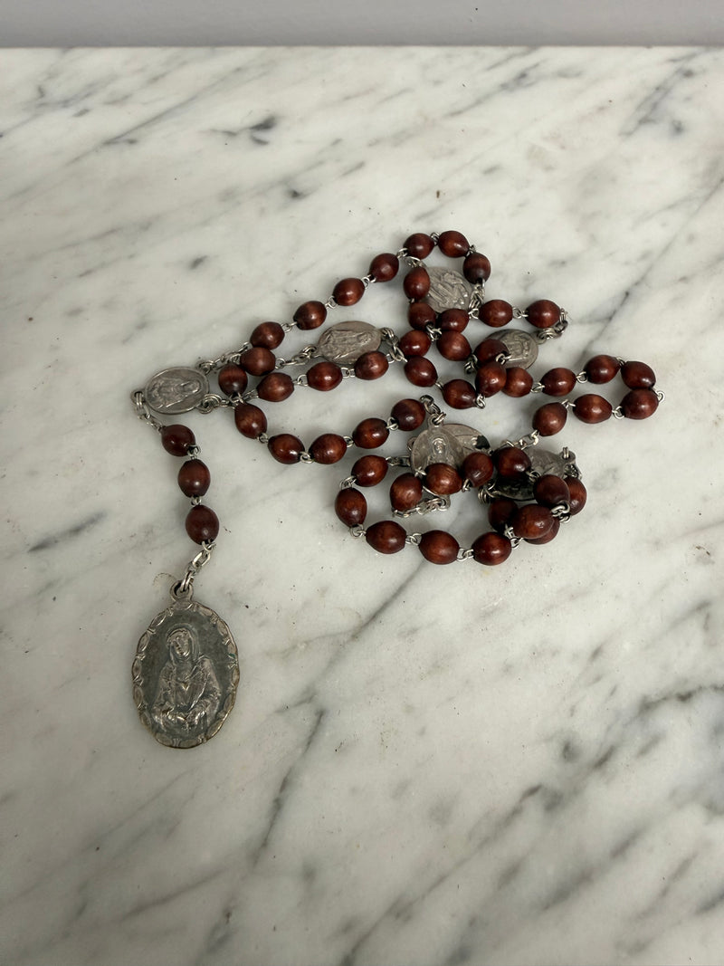 Vintage Red Tiger Eye 7 Sorrows Of Mary Rosary Beads