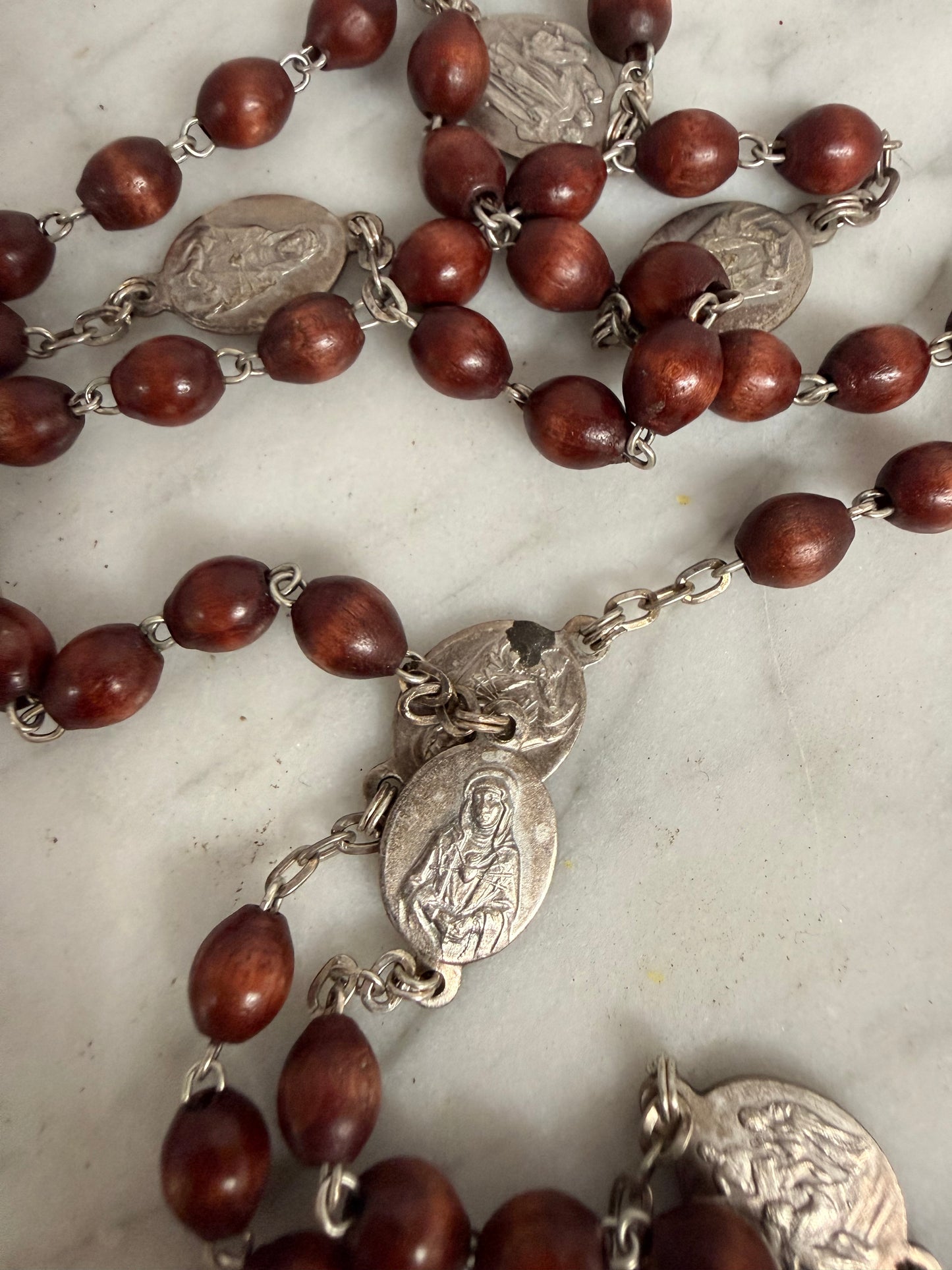 Vintage Red Tiger Eye 7 Sorrows Of Mary Rosary Beads