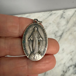 Antique French Silver Medal of Mary Immaculate Conception