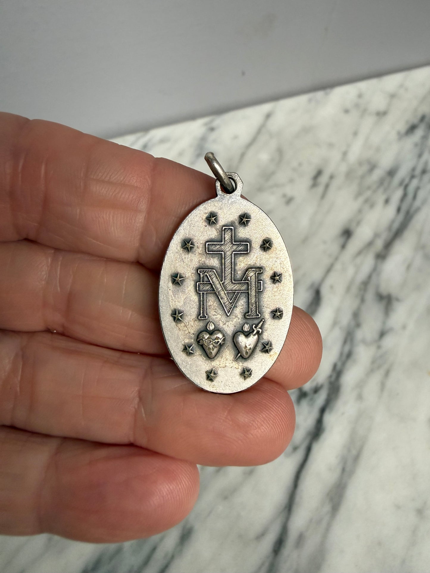 Antique French Silver Medal of Mary Immaculate Conception