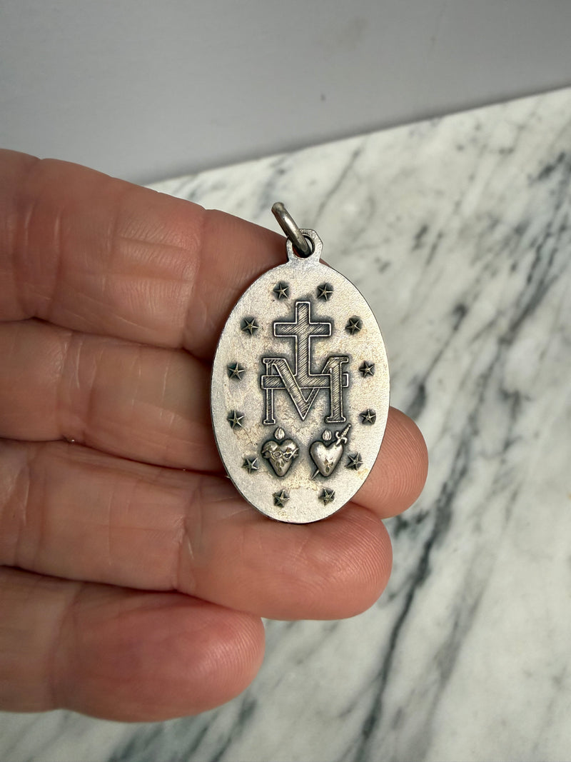 Antique French Silver Medal of Mary Immaculate Conception