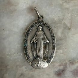 Antique French Silver Medal of Mary Immaculate Conception