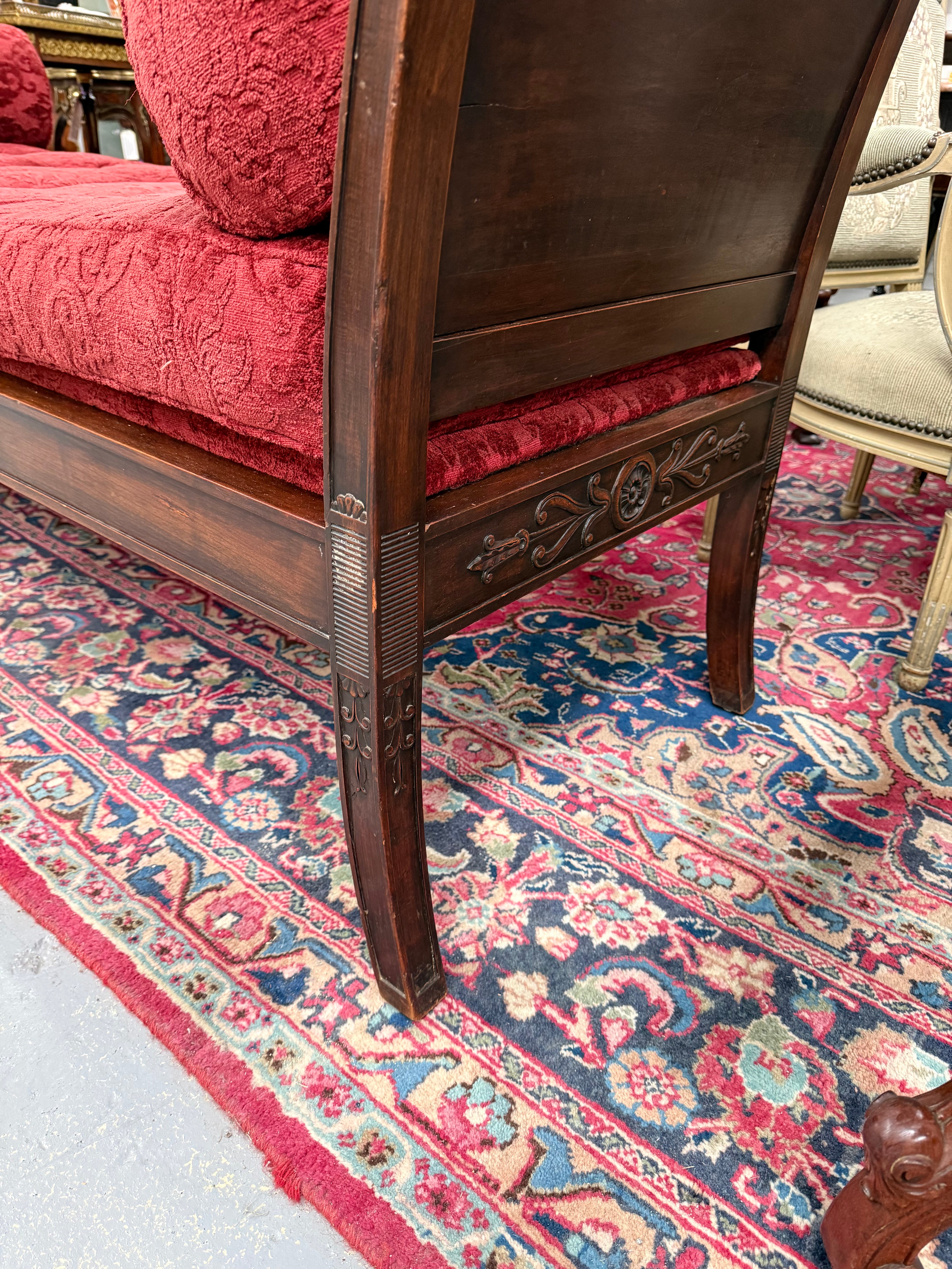 French Empire Walnut Day Bed Nicely Upholstered