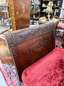 French Empire Walnut Day Bed Nicely Upholstered | Antique & Vintage | Moonee Ponds Antiques | Australia Wide Delivery