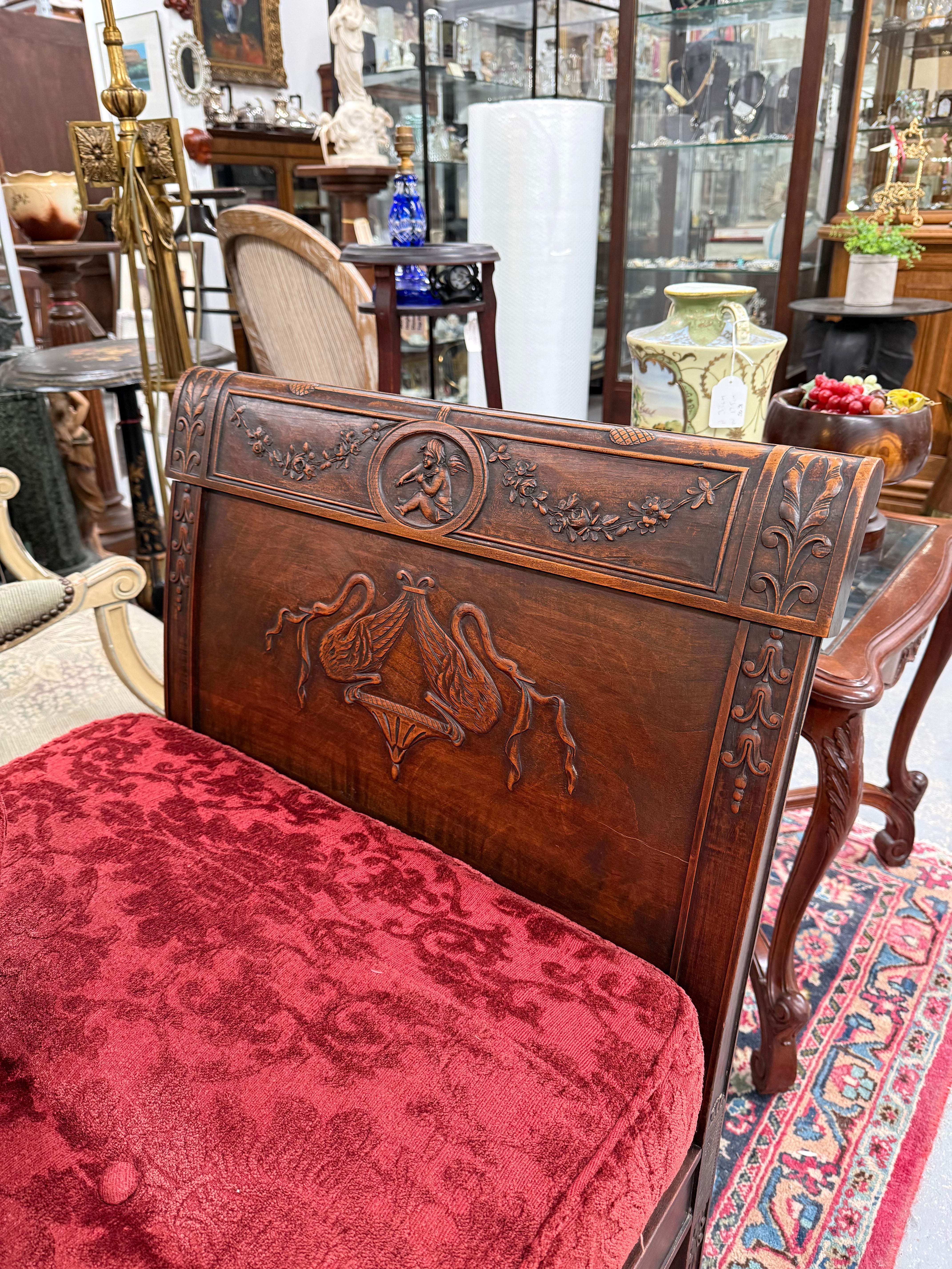 French Empire Walnut Day Bed Nicely Upholstered