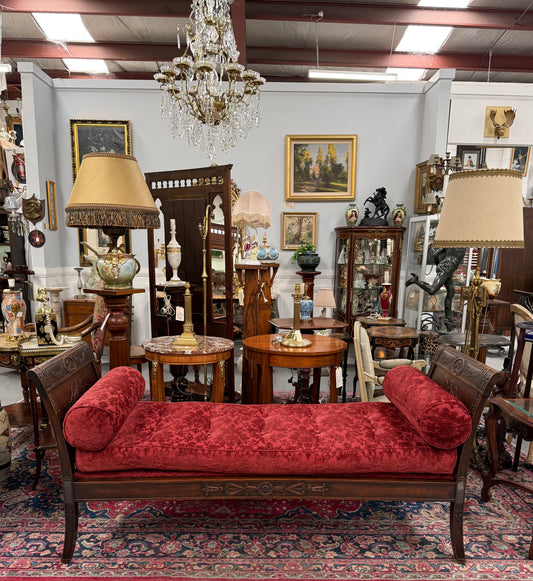 French Empire Walnut Day Bed Nicely Upholstered