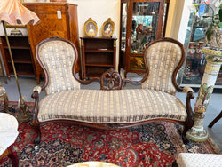 Mid Victorian Walnut Settee Nicely Upholstered | Antique & Vintage | Moonee Ponds Antiques | Australia Wide Delivery