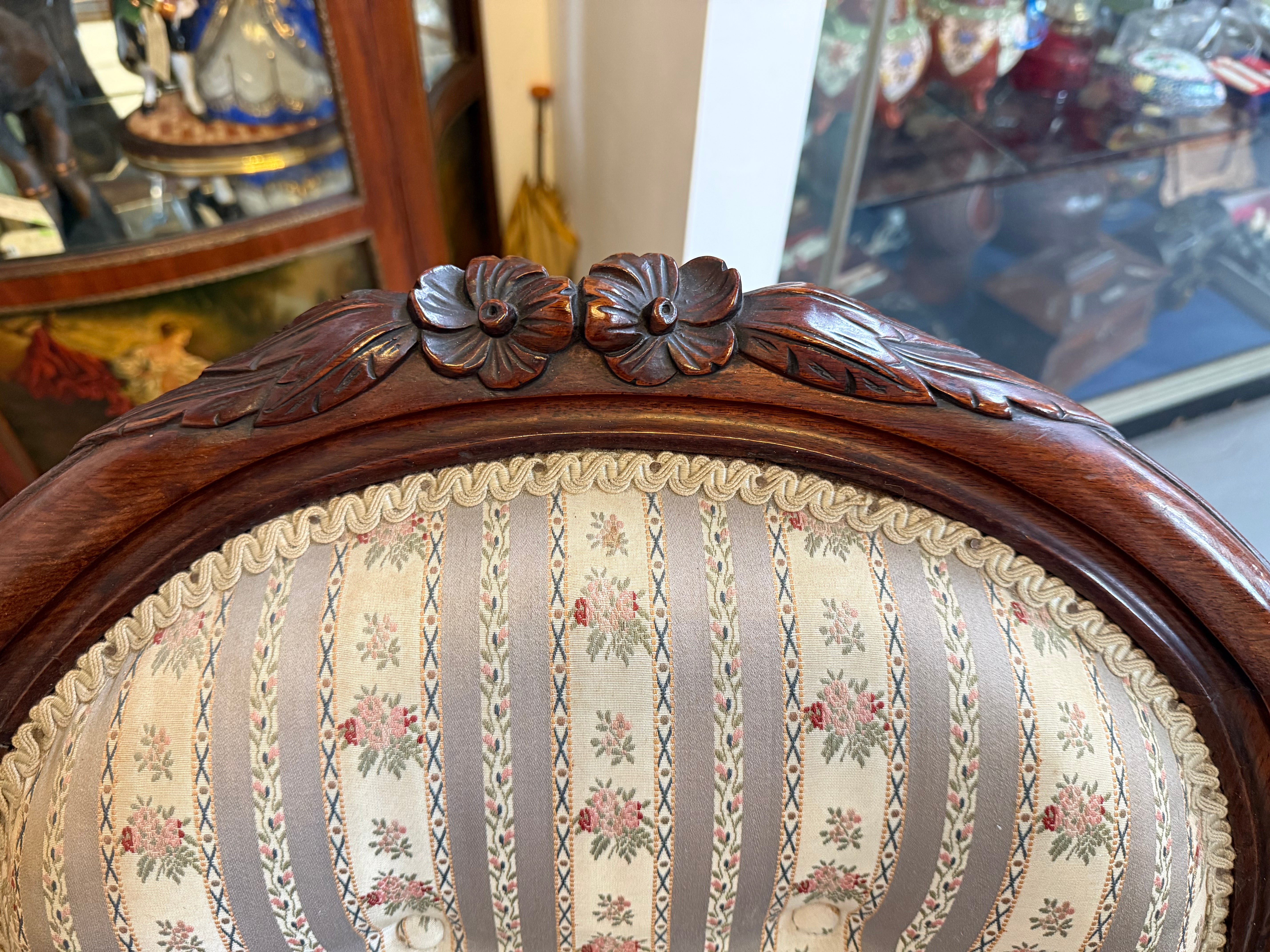 Mid Victorian Walnut Settee Nicely Upholstered