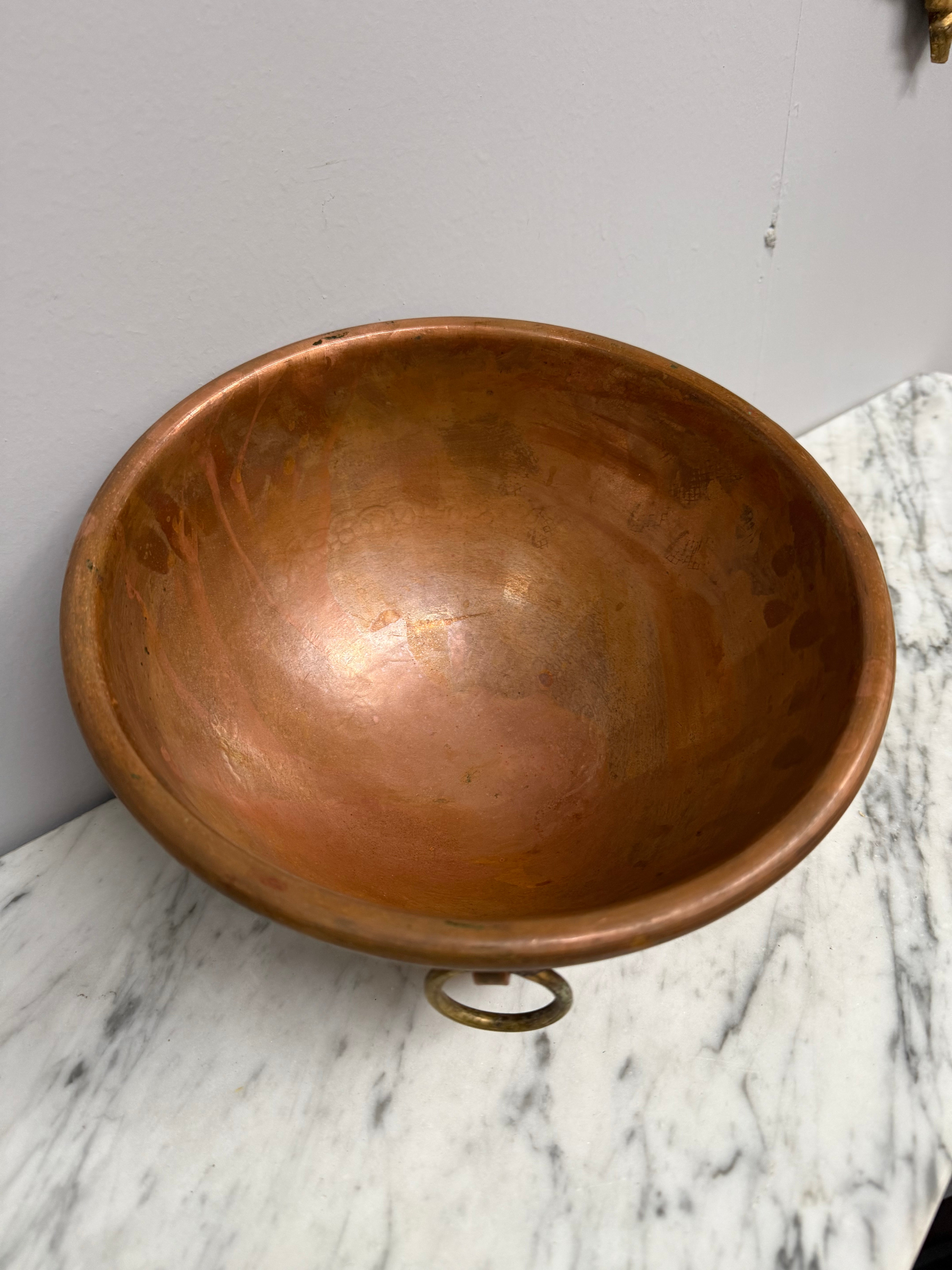 Antique French Copper & Brass Hanging Egg Whites (whipping) Bowl