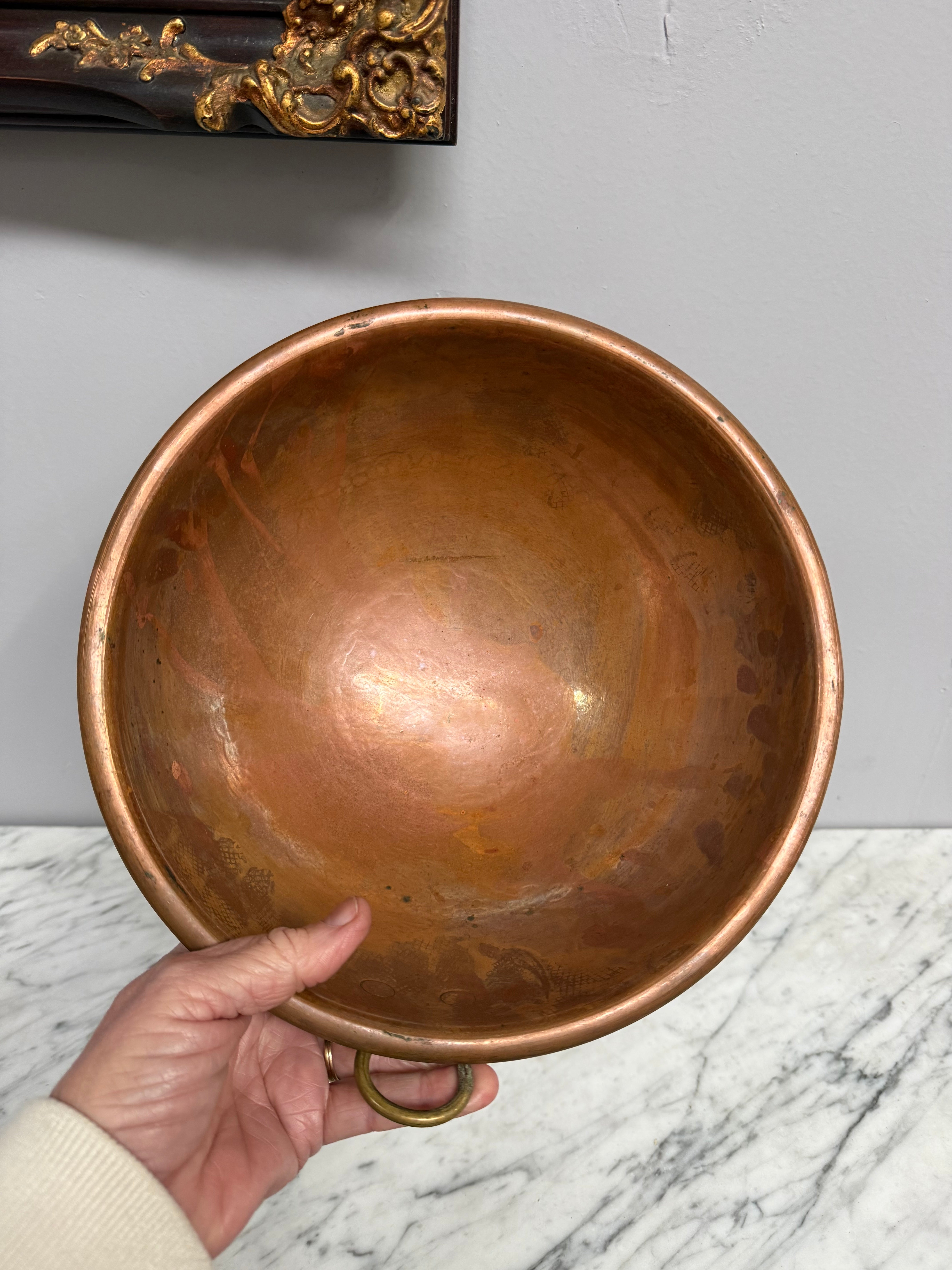 Antique French Copper & Brass Hanging Egg Whites (whipping) Bowl