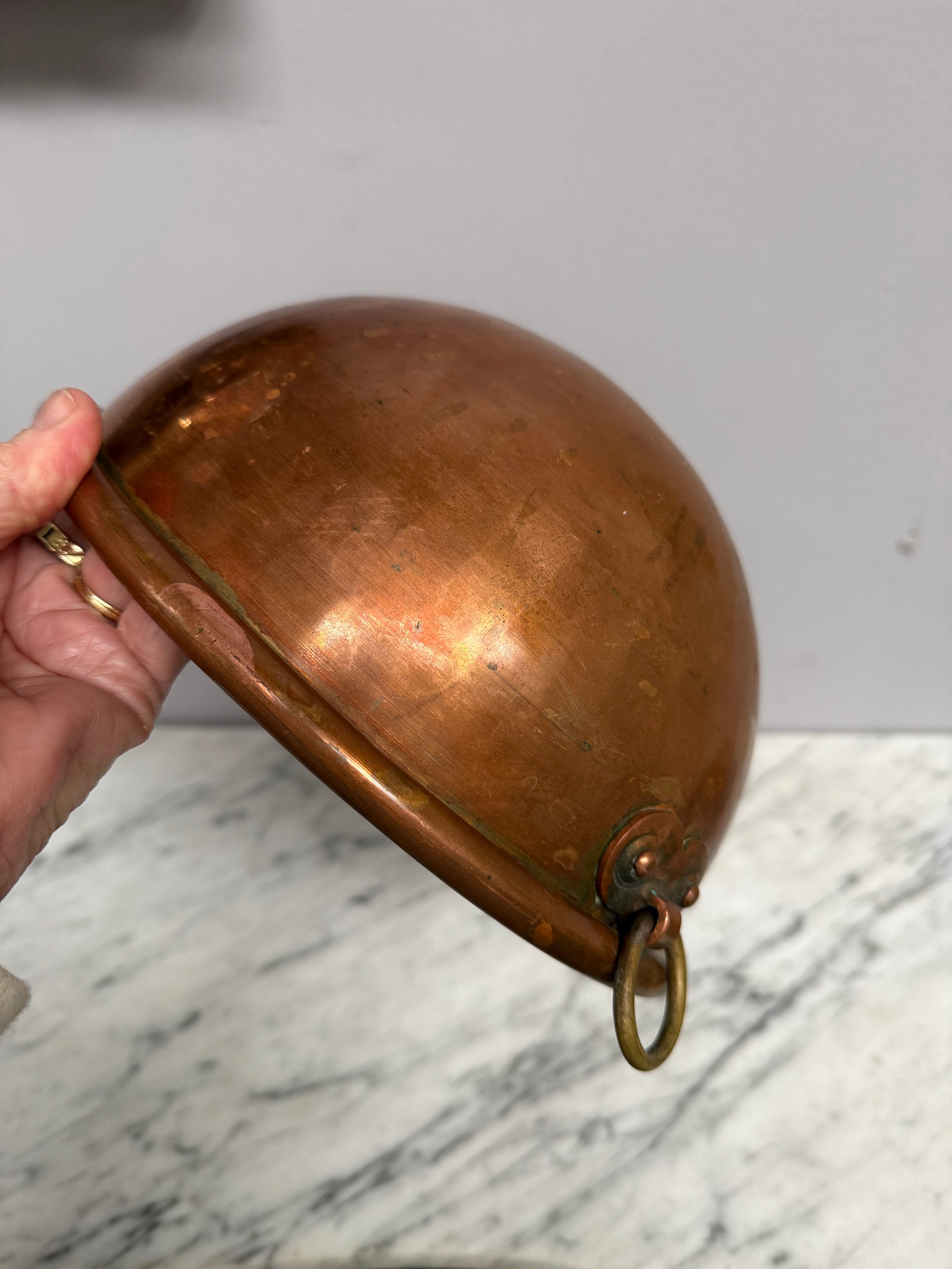 Antique French Copper & Brass Hanging Egg Whites (whipping) Bowl