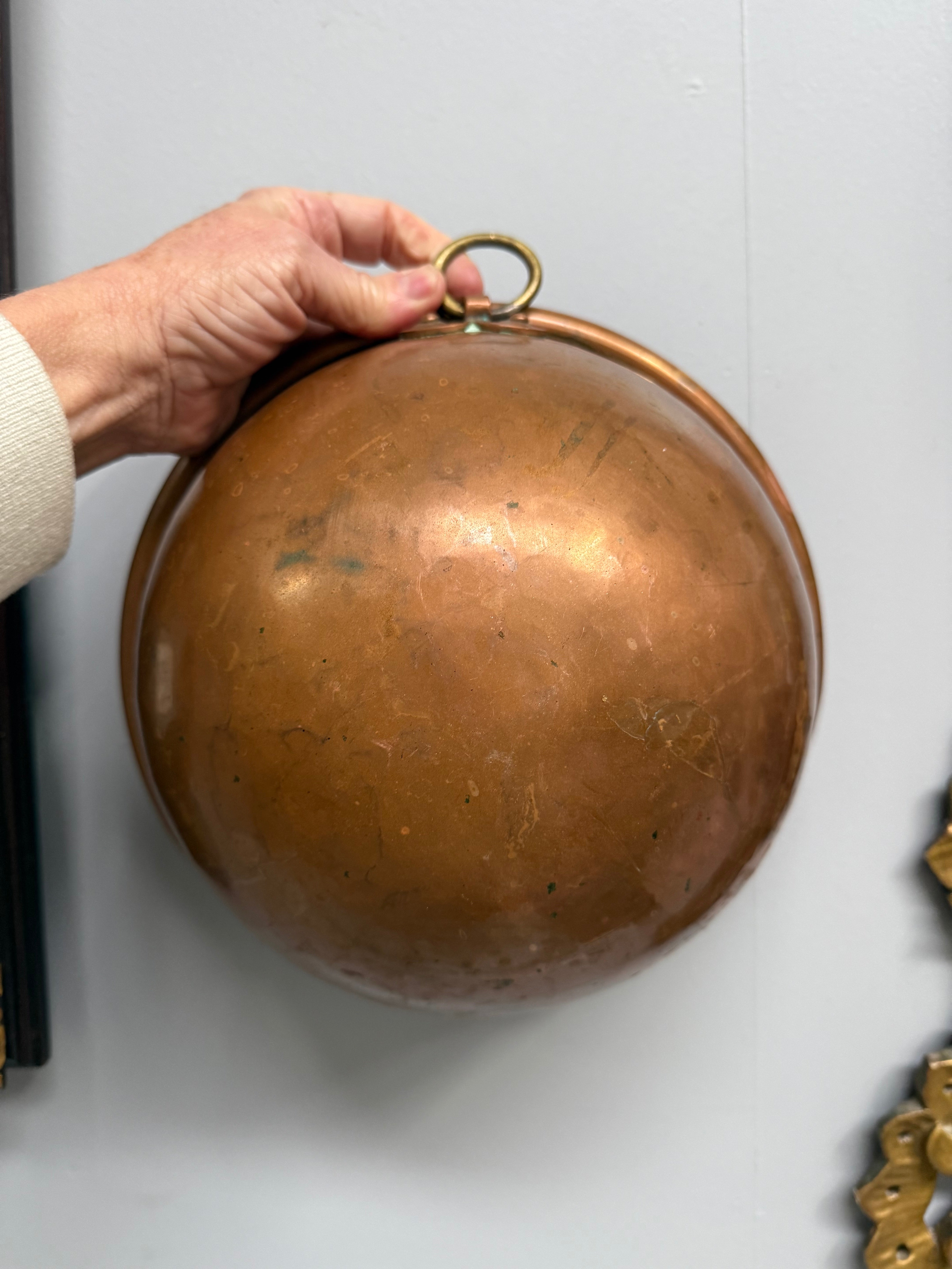 Antique French Copper & Brass Hanging Egg Whites (whipping) Bowl