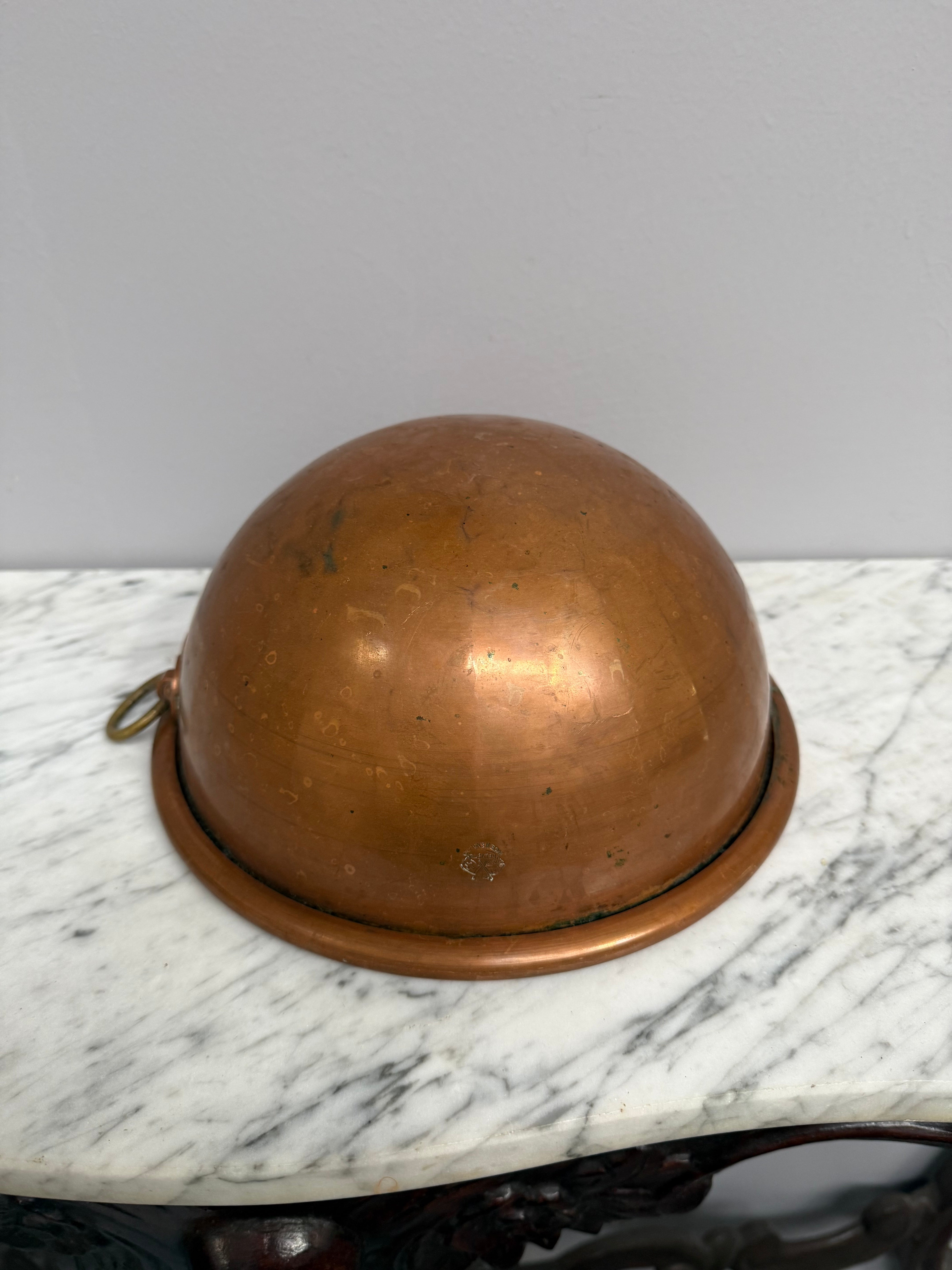 Antique French Copper & Brass Hanging Egg Whites (whipping) Bowl