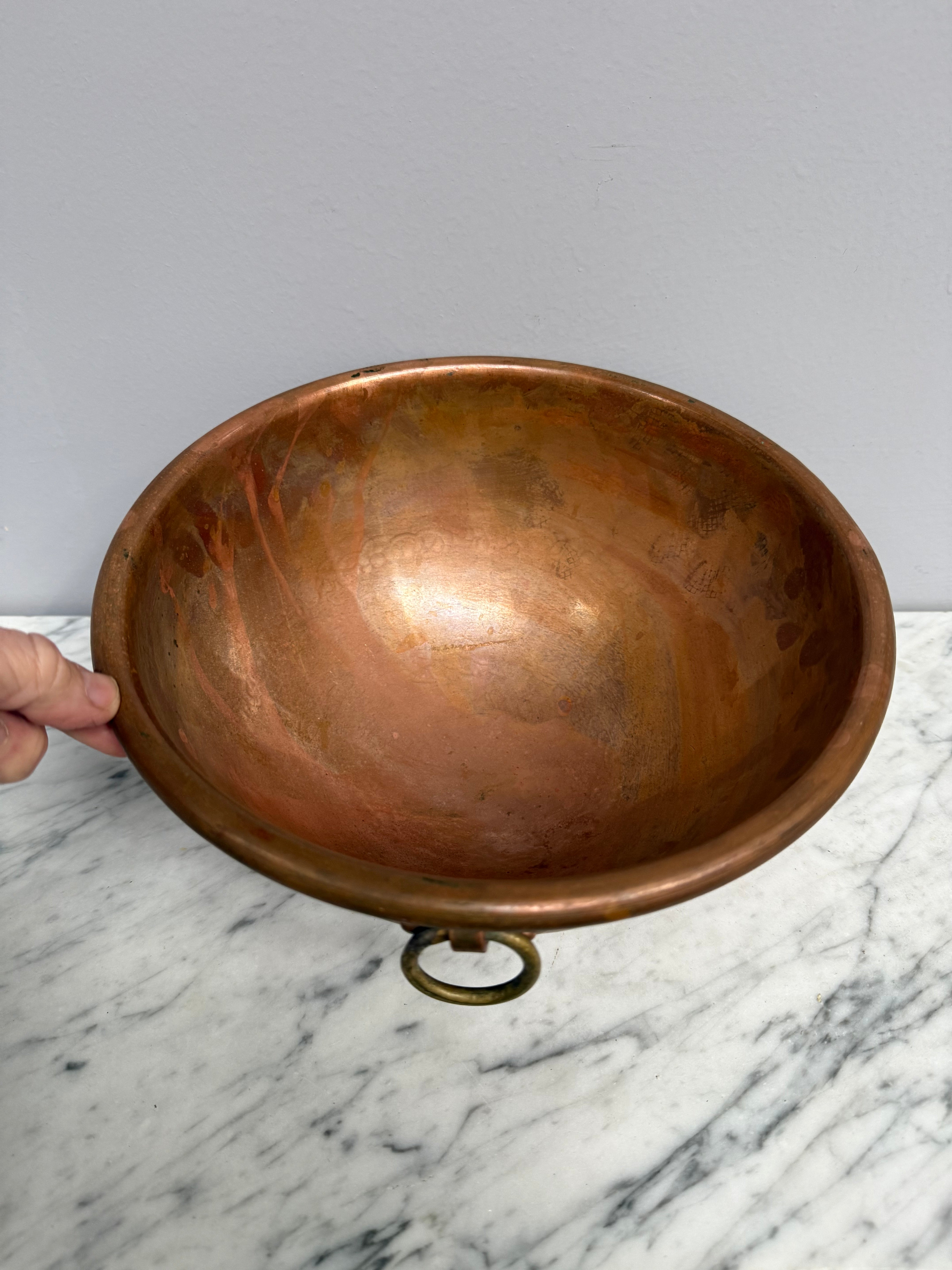 Antique French Copper & Brass Hanging Egg Whites (whipping) Bowl