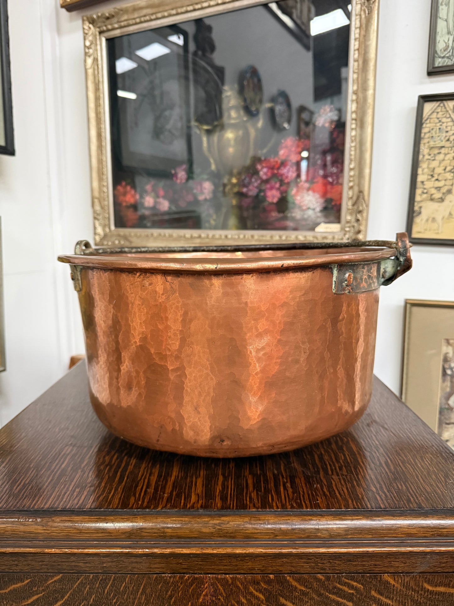 Antique French Copper & Wrought Iron Handmade Preserve Pan/Cauldron