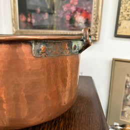 Antique French Copper & Wrought Iron Handmade Preserve Pan/Cauldron