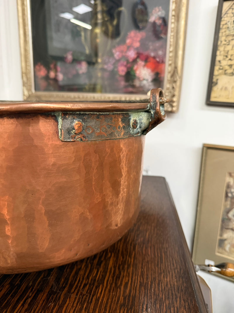 Antique French Copper & Wrought Iron Handmade Preserve Pan/Cauldron