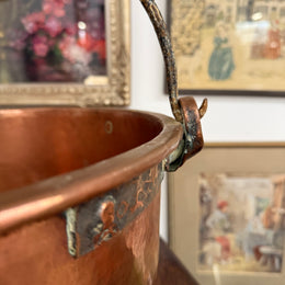 Antique French Copper & Wrought Iron Handmade Preserve Pan/Cauldron