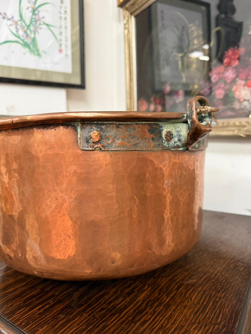 Antique French Copper & Wrought Iron Handmade Preserve Pan/Cauldron