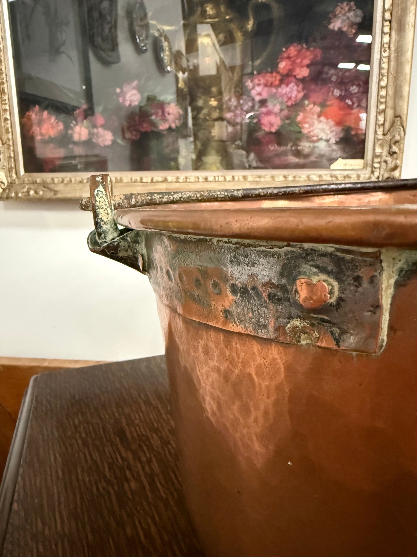 Antique French Copper & Wrought Iron Handmade Preserve Pan/Cauldron