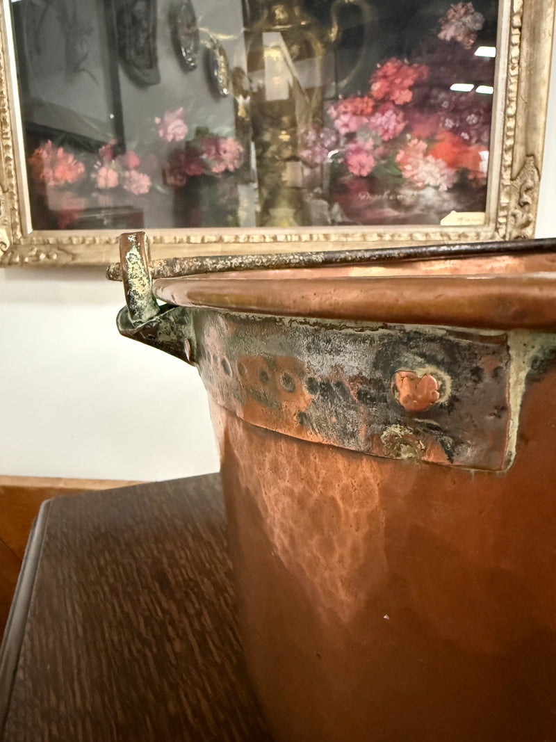 Antique French Copper & Wrought Iron Handmade Preserve Pan/Cauldron