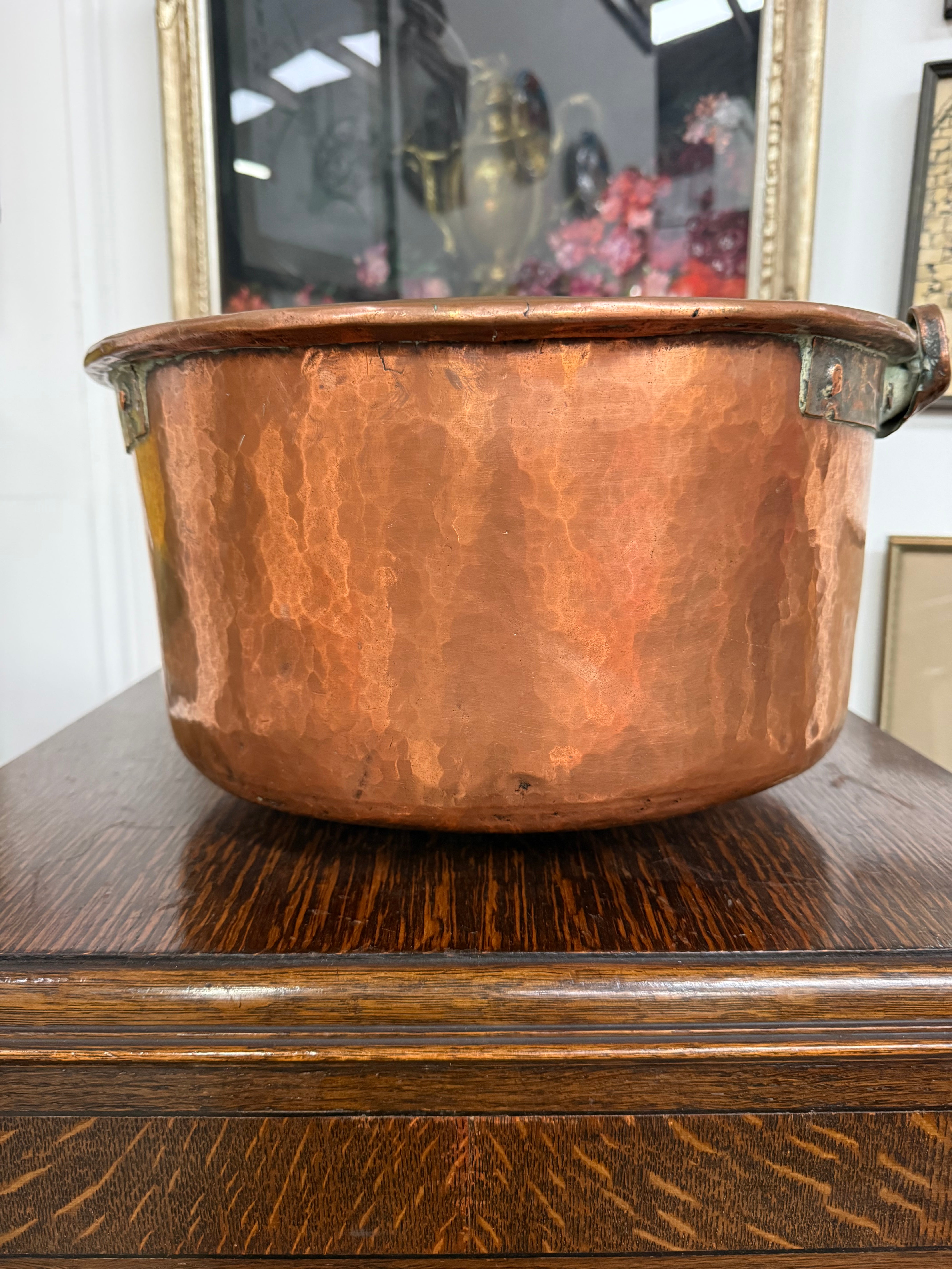 Antique French Copper & Wrought Iron Handmade Preserve Pan/Cauldron