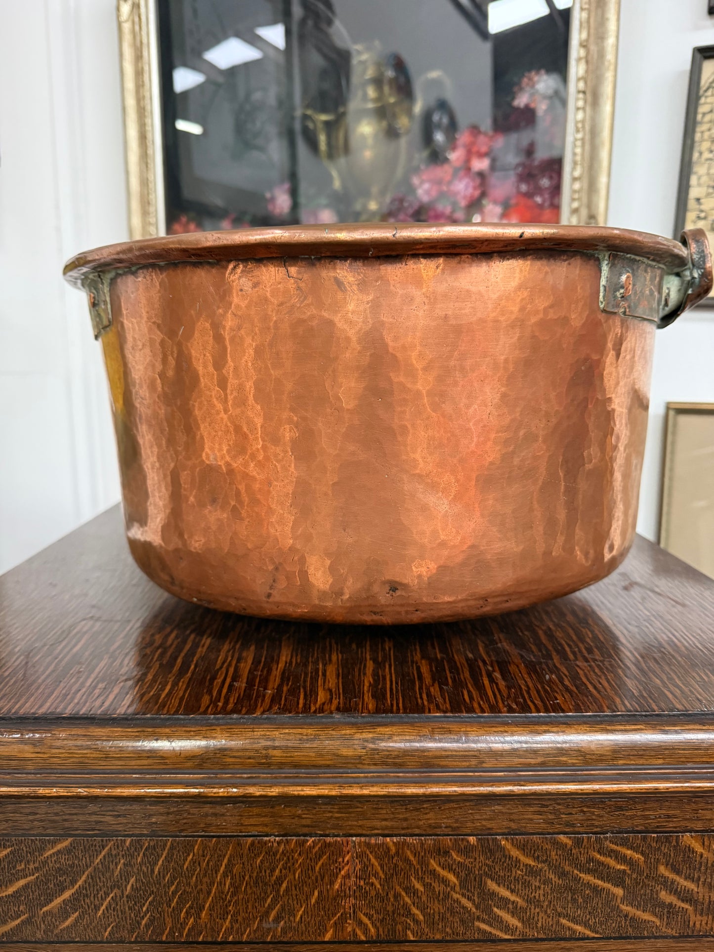 Antique French Copper & Wrought Iron Handmade Preserve Pan/Cauldron