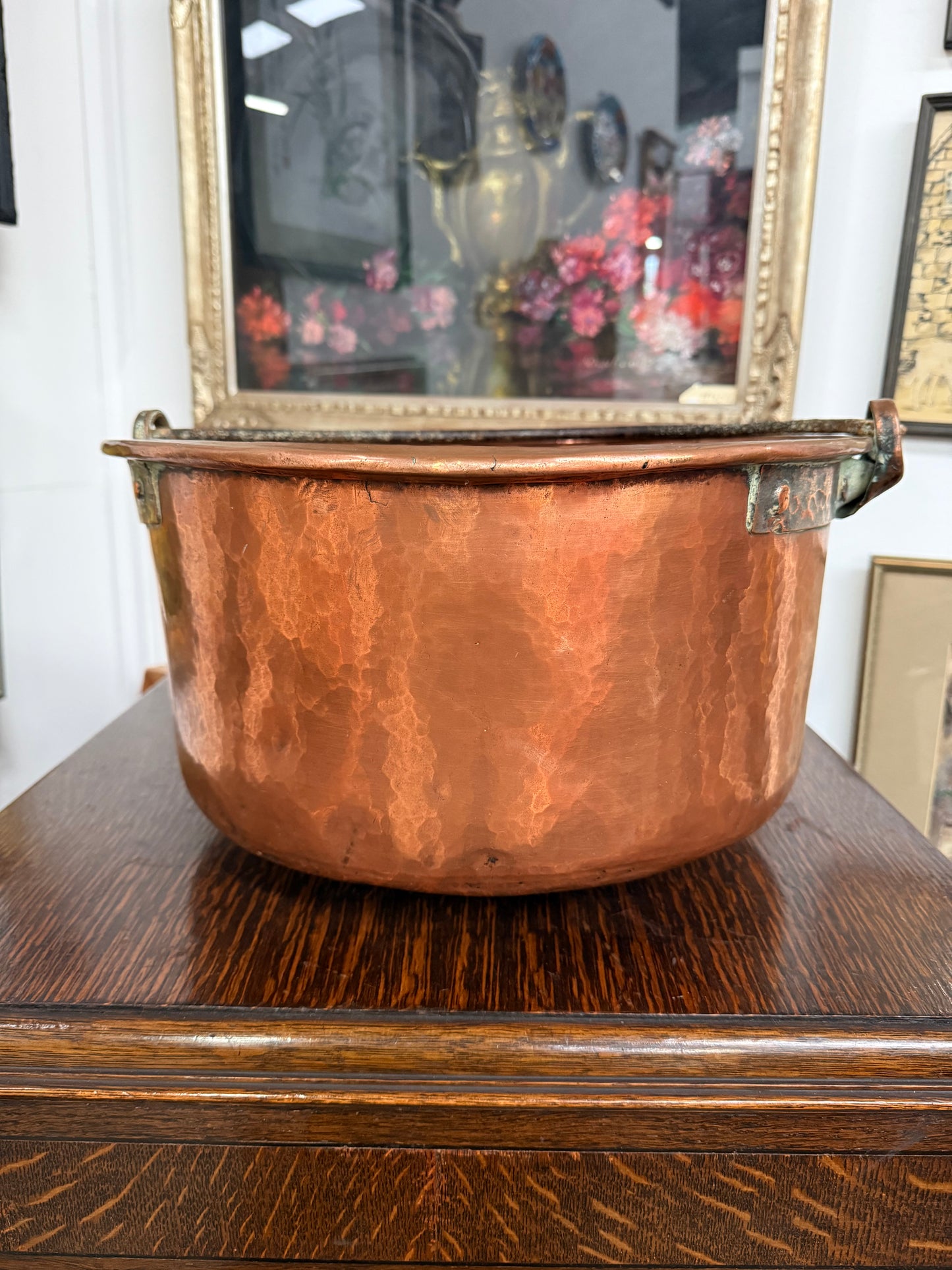 Antique French Copper & Wrought Iron Handmade Preserve Pan/Cauldron