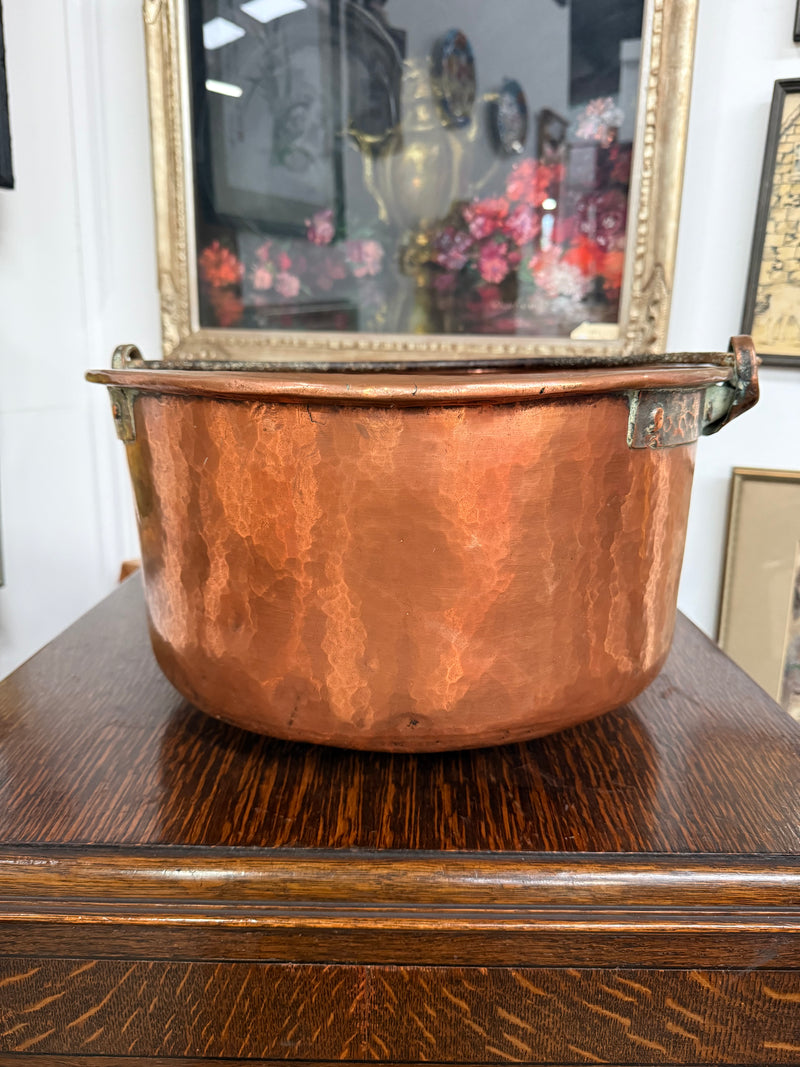 Antique French Copper & Wrought Iron Handmade Preserve Pan/Cauldron