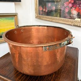 Antique French Copper & Wrought Iron Handmade Preserve Pan/Cauldron